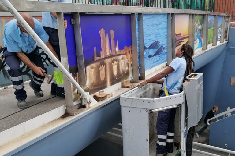 Túnel do Quebedo | requalificação | instalação de painéis com imagens