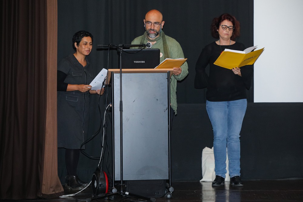 Mário Campos, Sílvia Moreira e Ana Sofia Godinho, responsáveis pelo serviço educativo da Casa da Cerca, da Câmara Municipal de Almada, no I Encontro Nacional de Serviços Educativos de Bibliotecas e Museus.