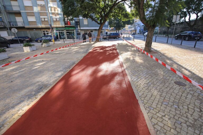 Novo troço de ciclovia na Rua Jorge de Sousa.