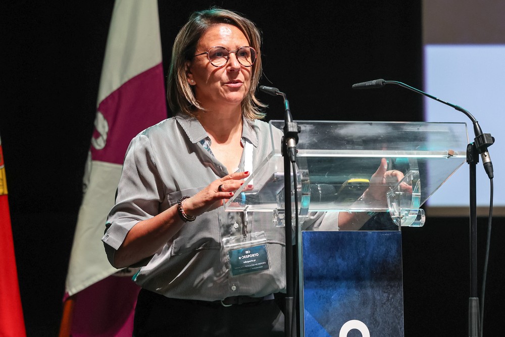 Presidente da Fundação do Desporto, Susana Feitor, no workshop “Inovação e Tecnologia no Desporto”
