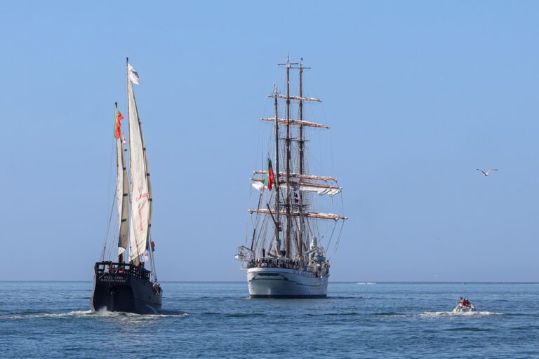 Festas da Baía de Setúbal 2023 - NRP Sagres e caravela Vera Cruz no desfile náutico