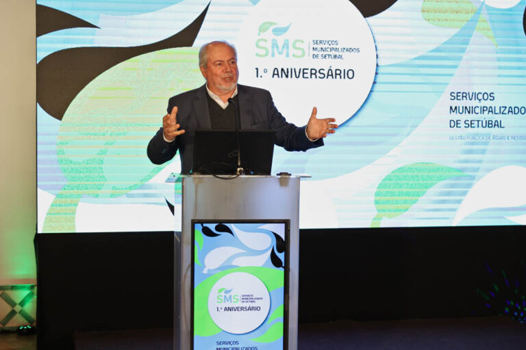 Presidente da Câmara Municipal, André Martins, no almoço comemorativo do primeiro aniversário dos Serviços Municipalizados de Setúbal