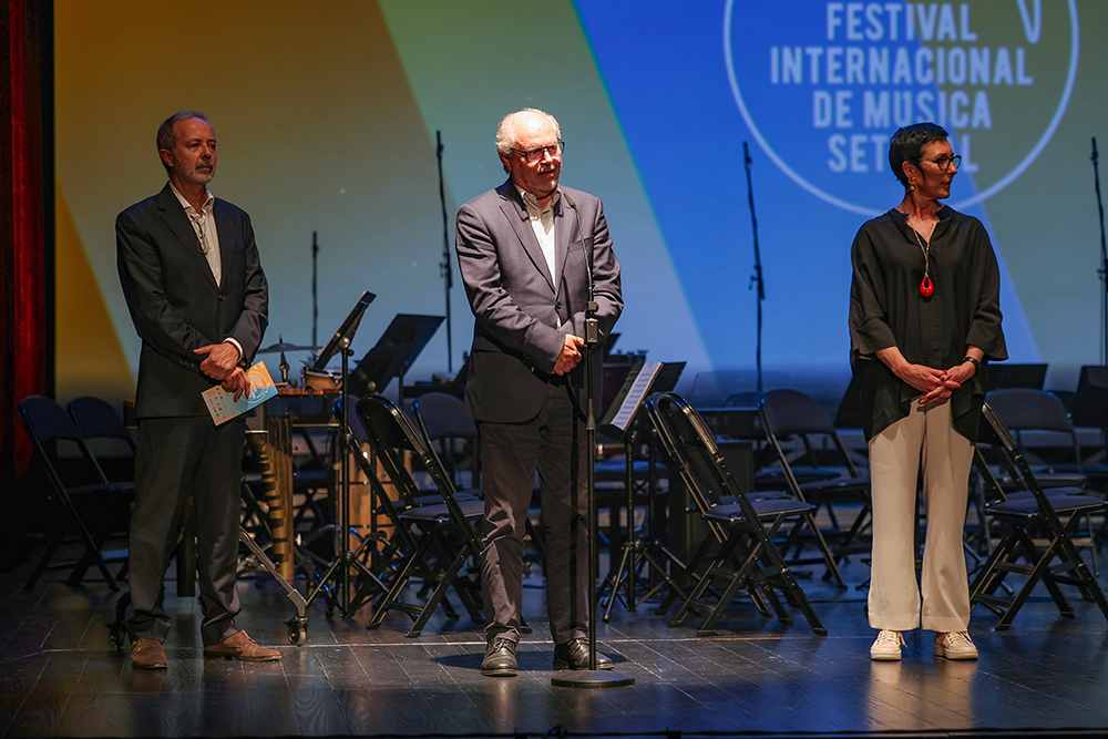 Abertura do 12.º Festival Internacional de Música de Setúbal - Presidente da Câmara, André Martins, diretora de projetos do Helen Hamlyn Trust, Lucy O’Rorke, e presidente da A7M – Associação do Festival de Música de Setúbal, Carlos Biscaia