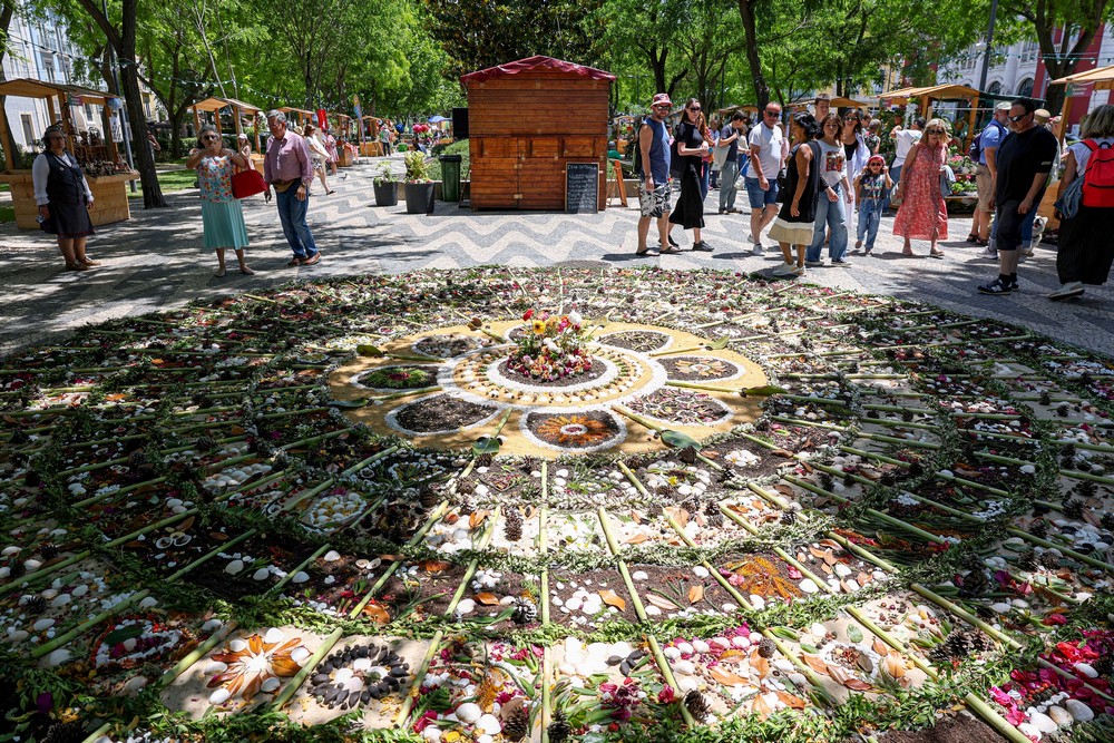 Uma mandala coletiva foi construída na Festa da Flor