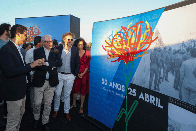 Inauguração da Feira de Sant'Iago 2024 - Presidente da Câmara, André Martins, e vereadores Pedro Pina e Rita Carvalho