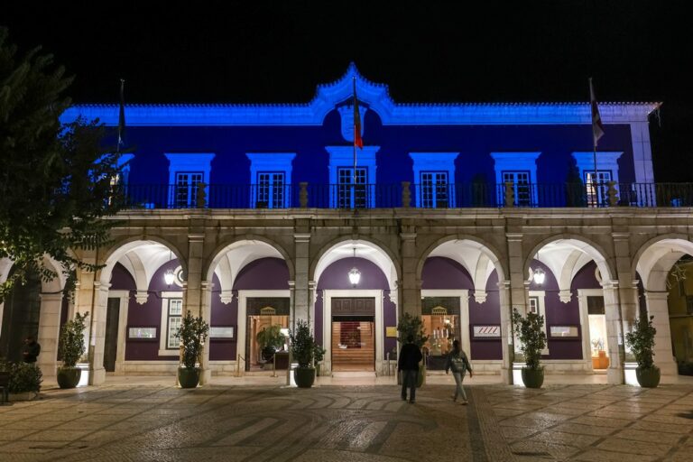 Paços do Concelho iluminados de azul