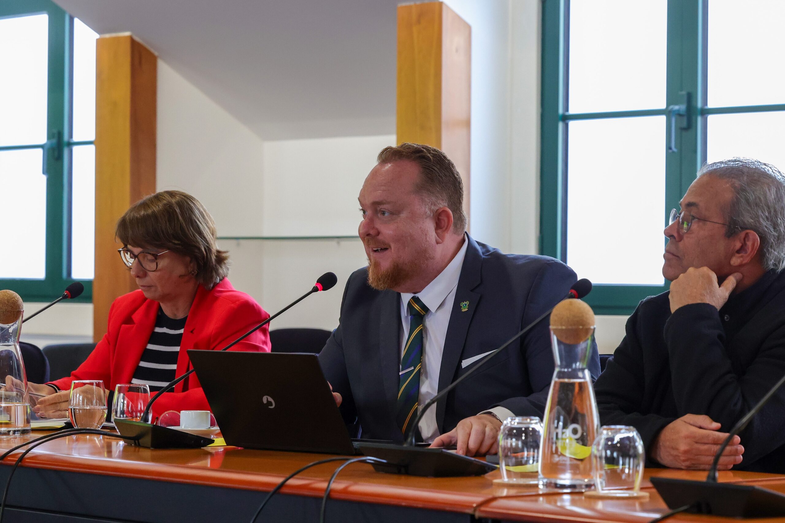 Delegação do Estado brasileiro do Rio Grande do Norte visita AML - Subsecretária de Estado do Turismo do Rio Grande do Norte, Solange Araújo, secretário de Estado do Desenvolvimento Económico, Hugo Fonseca, e deputado da Assembleia Legislativa Hermano Morais