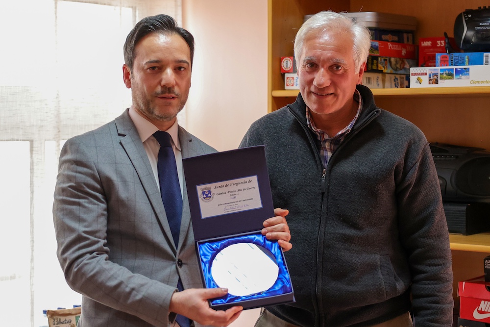 46.º aniversário da LATI - Presidentes da instituição, Sertório Herrera de Oliveira, e da Junta de Freguesia de Gâmbia-Pontes-Alto da Guerra, Luís Custódio