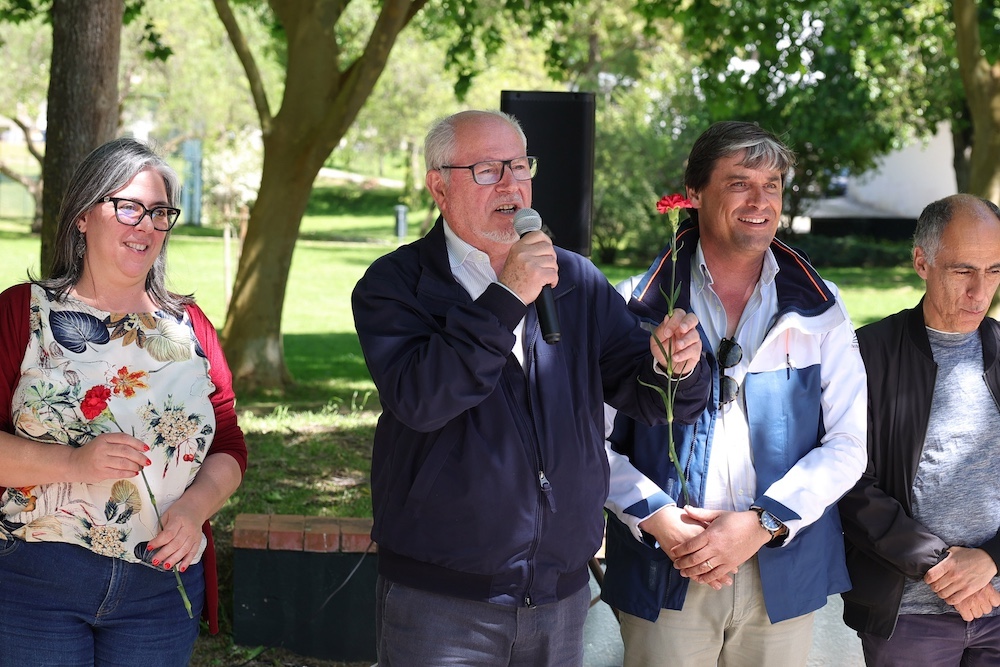 Piquenique da Liberdade - Presidentes da Câmara, André Martins, da União das Freguesias de Setúbal, Fátima Silveirinha, e da Junta de Freguesia de São Sebastião, Luís Matos