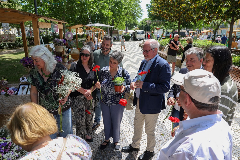 Festa da Flor 2025 - Inauguração - Presidente da Câmara, André Martins, vice-presidente, Carla Guerreiro, presidente da União das Freguesias de Setúbal, Fátima Silveirinha, e Ricardo Iria, da Junta de Freguesia de São Sebastião