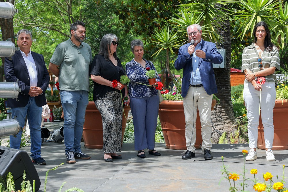 Festa da Flor 2025 - Inauguração - Presidente da Câmara, André Martins, vice-presidente, Carla Guerreiro, presidente da União das Freguesias de Setúbal, Fátima Silveirinha, e Ricardo Iria, da Junta de Freguesia de São Sebastião